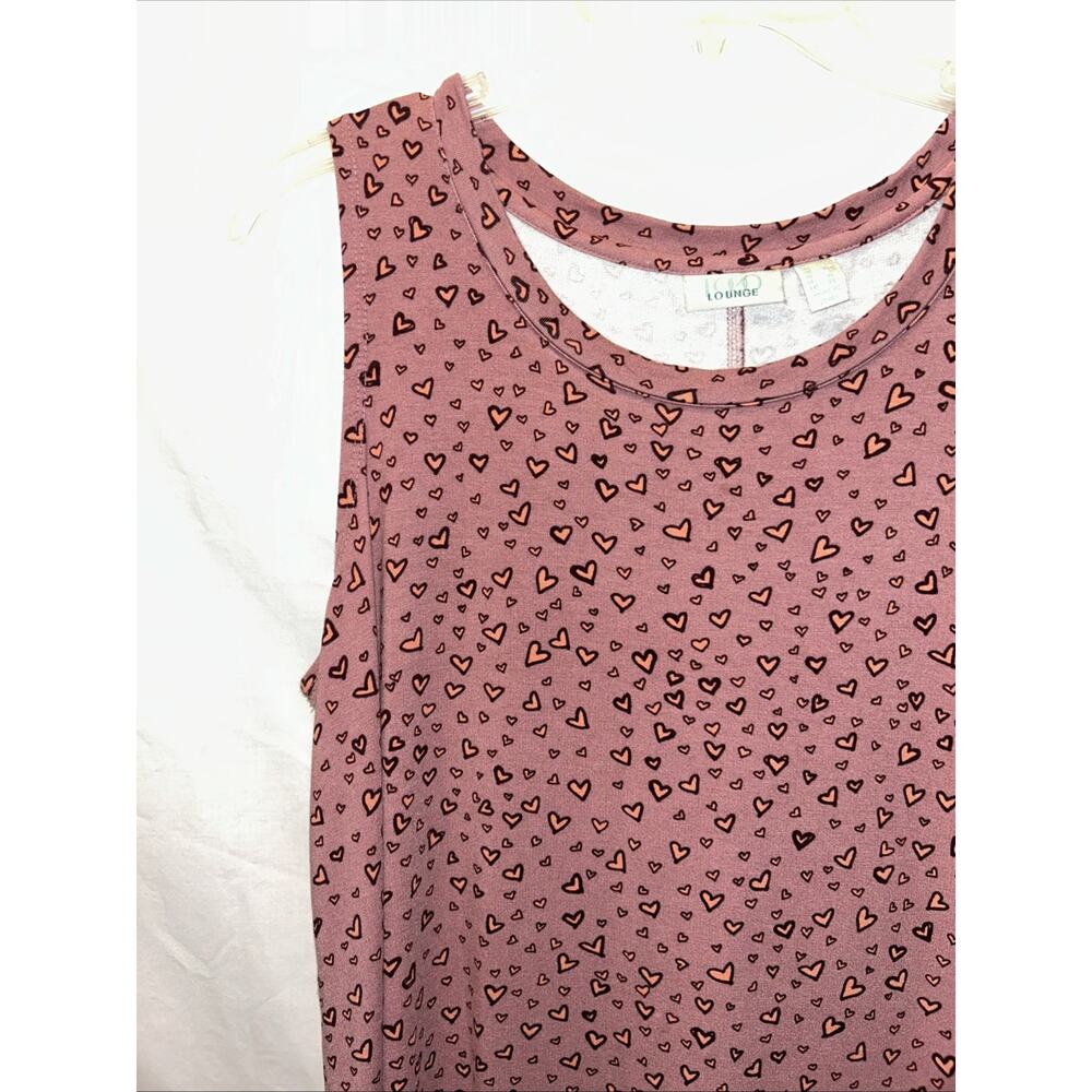 LOGO Lounge Lori Goldstein Size Lg Pink Heart Print Sleeveless Tunic Tank Top - Picture 2 of 10